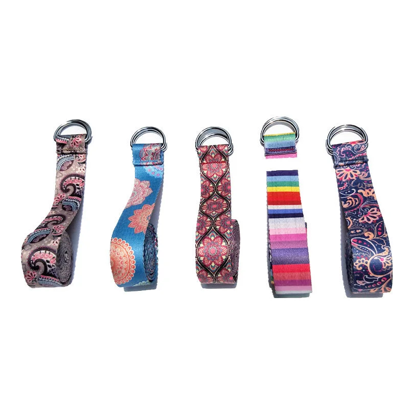 Overstock Adjustable Yoga Belt Printed Yoga Stretch Belt Washable Sport Stretch Strap D-Ring Overstock Adjustable Yoga Belt Printed Yoga Stretch Belt Washable Sport Stretch Strap D-Ring