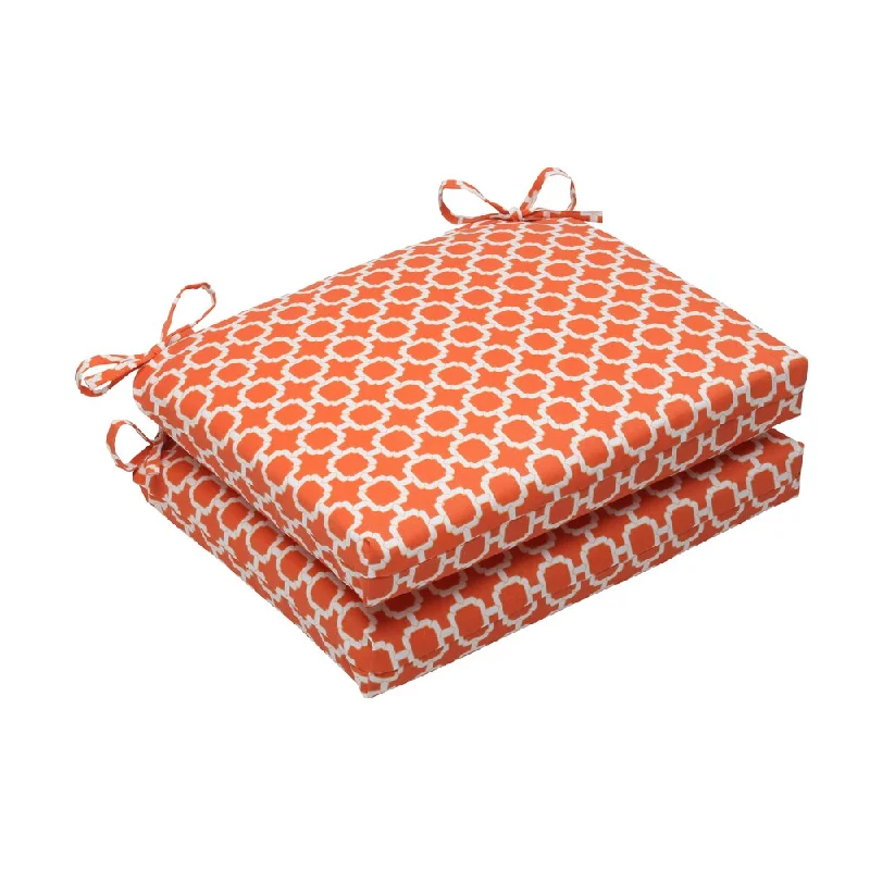 Low Prices Pillow Perfect Outdoor Hockley Orange Squared Corners Seat Cushion (Set of 2) Low Prices Pillow Perfect Outdoor Hockley Orange Squared Corners Seat Cushion (Set of 2)