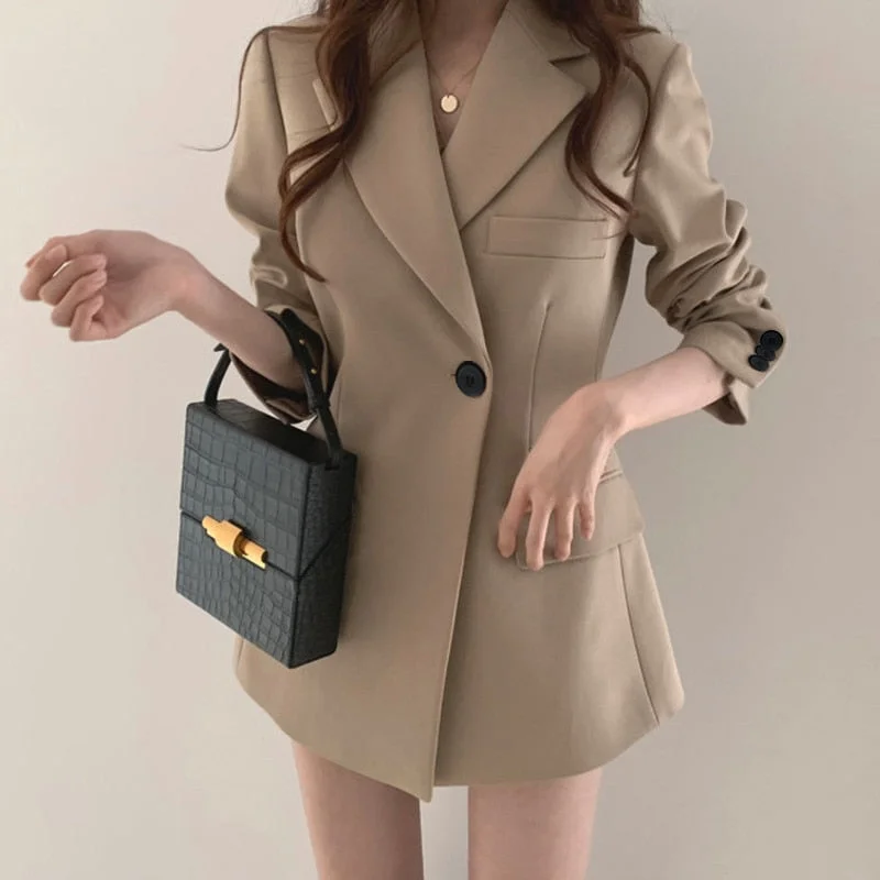 Joskka Spring Blazers Women Fashion Streetware Casual Commuting Lapel Single Button Slim Oversized Blouse Jacket Fall Outfits