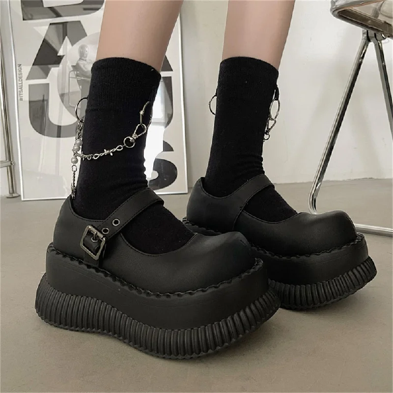 Joskka  Sweet Cute Autumn Mary Janes Women Pumps Wedges High Heels Cosplay Street Goth Punk Design Thick Sole Lolita Pumps Girls Shoes