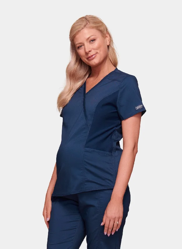 Cherokee WW Revolution Maternity Mock Wrap Scrub Top WWE688 - Navy