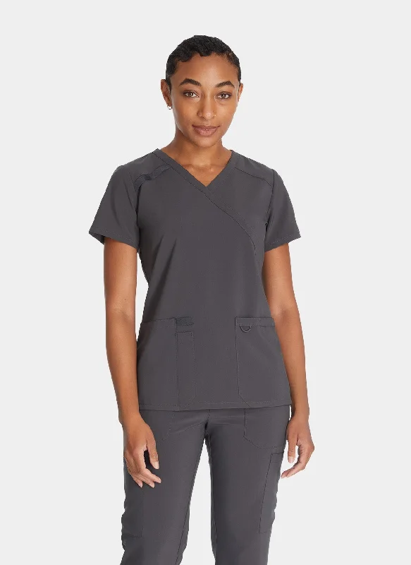 Dickies EDS Essentials Women's Mock Wrap Scrub Top DKE625 - Pewter