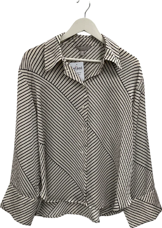 H&M Cream Striped Satin Shirt UK M