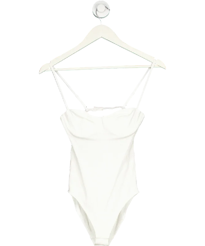 H & M White Ribbed Body Suit UK 34B