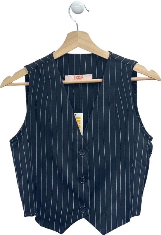 Hiccup Black Pinstripe Waistcoat UK 8