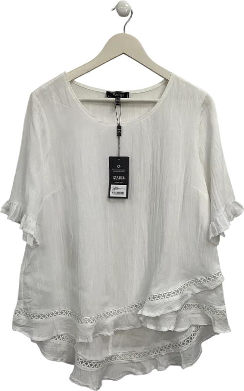 Izabel London White Half Sleeve Layered Hem High Low Blouse UK 10