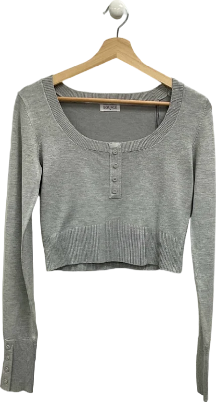 Lounge Grey Cropped Long Sleeve Top UK M