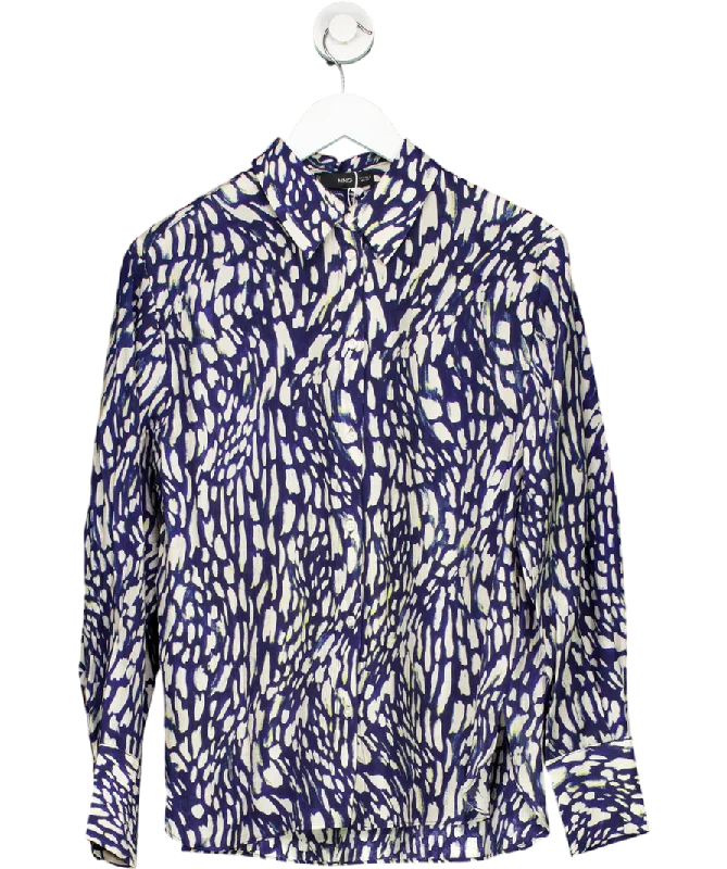 MANGO Blue Lyocell Printed Shirt UK 8