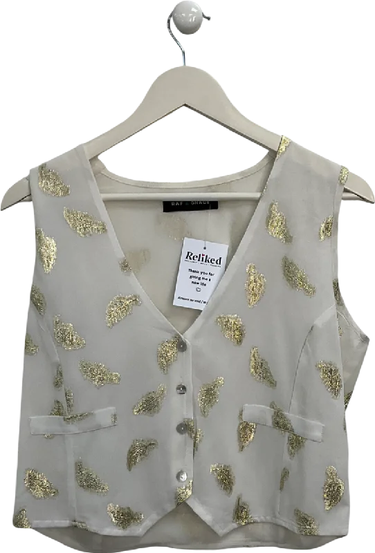 Raf & Grace Cream Sadie Feather Waistcoat UK S/M