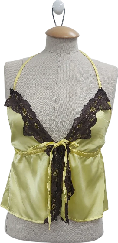 Susmie's Yellow Lace Trimmed Tie Front Top UK M