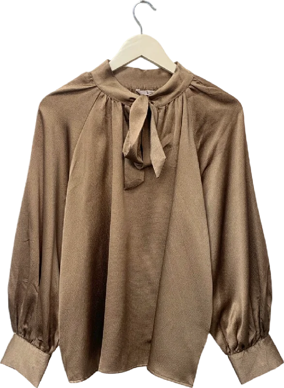 Tu Brown Tie Neck Blouse UK 18