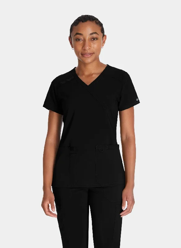 Dickies EDS Essentials Women's Mock Wrap Scrub Top DKE625 - Black