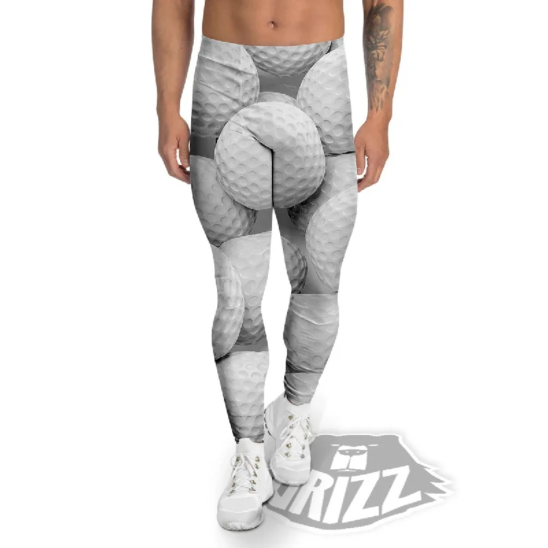 3D Golf Ball Print Men's Leggings