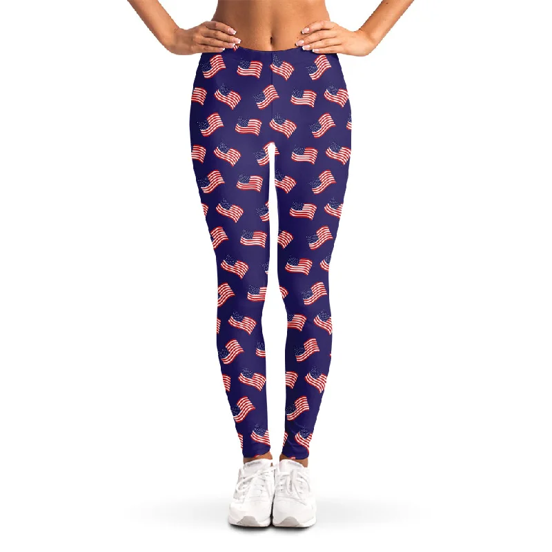 4th of July American Flag Pattern Print Women's Leggings