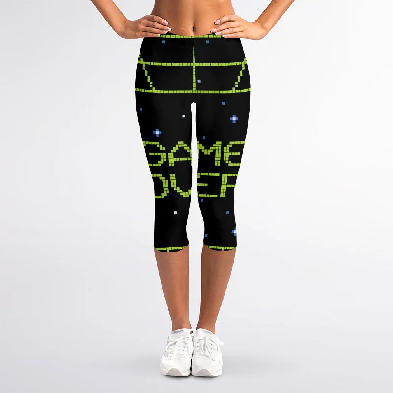 8-Bit Game Over Print Women's Capri Leggings