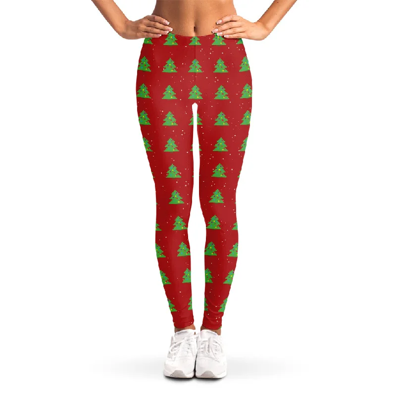 8-Bit Pixel Christmas Tree Pattern Print Women's Leggings