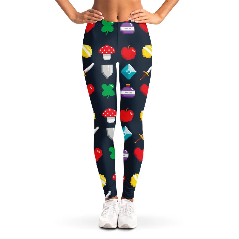 8-Bit Pixel Game Items Print Women's Leggings