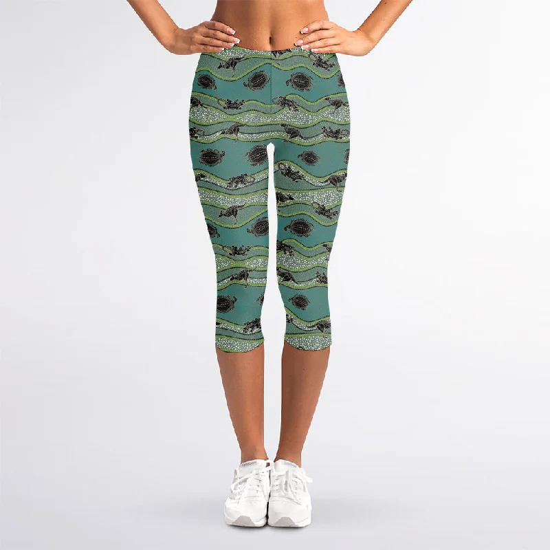 Aboriginal Animals Pattern Print Women's Capri Leggings