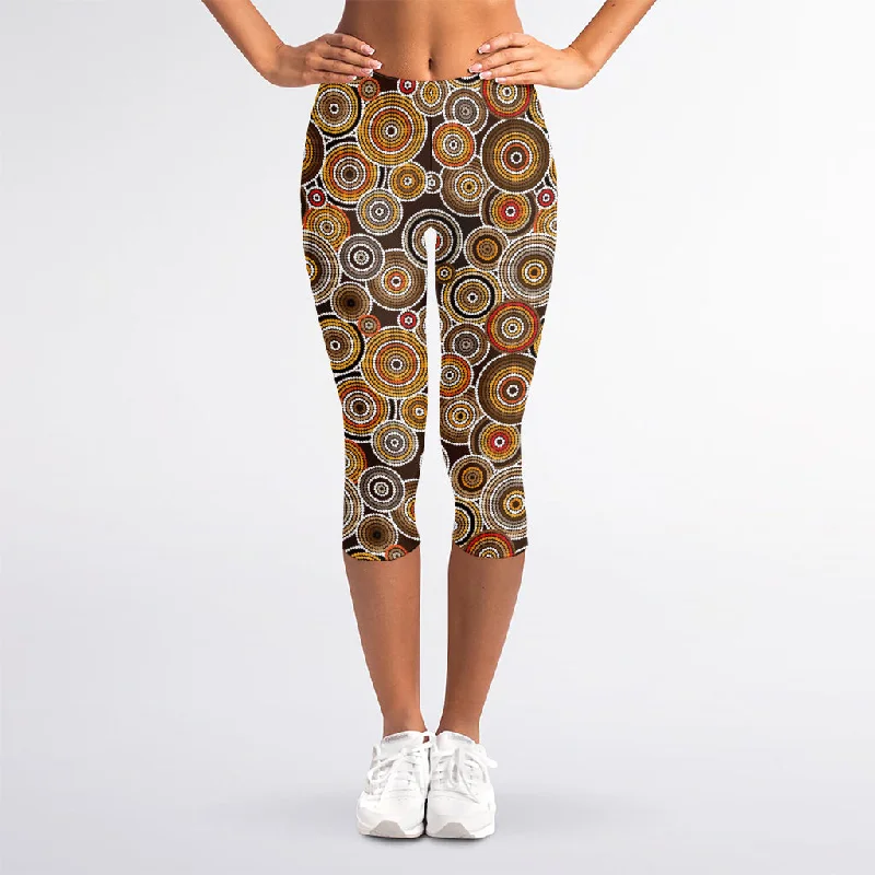 Aboriginal Art Dot Pattern Print Women's Capri Leggings