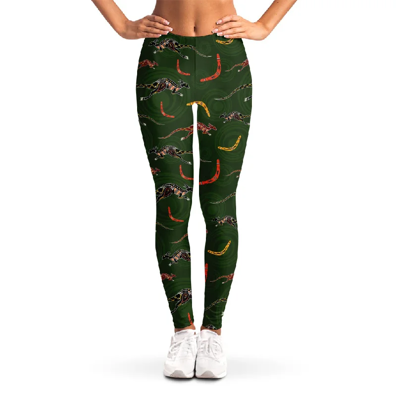 Aboriginal Boomerang And Kangaroo Print Women's Leggings