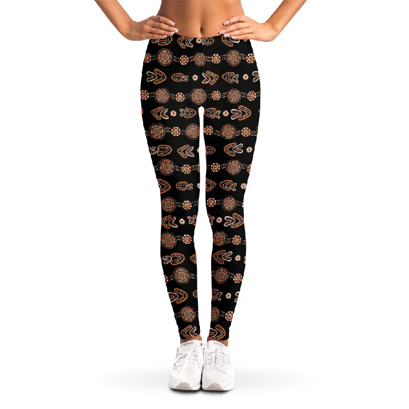 Aboriginal Boomerang Pattern Print Women's Leggings