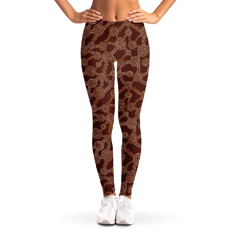 Aboriginal Indigenous Dot Pattern Print Women's Leggings