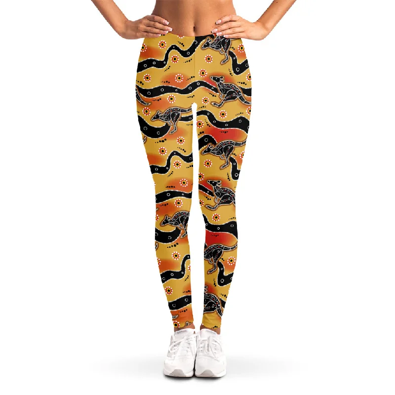 Aboriginal Kangaroo Pattern Print Women's Leggings