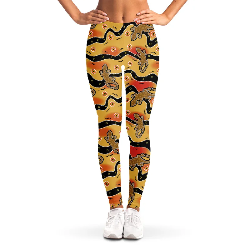 Aboriginal Lizard Pattern Print Women's Leggings