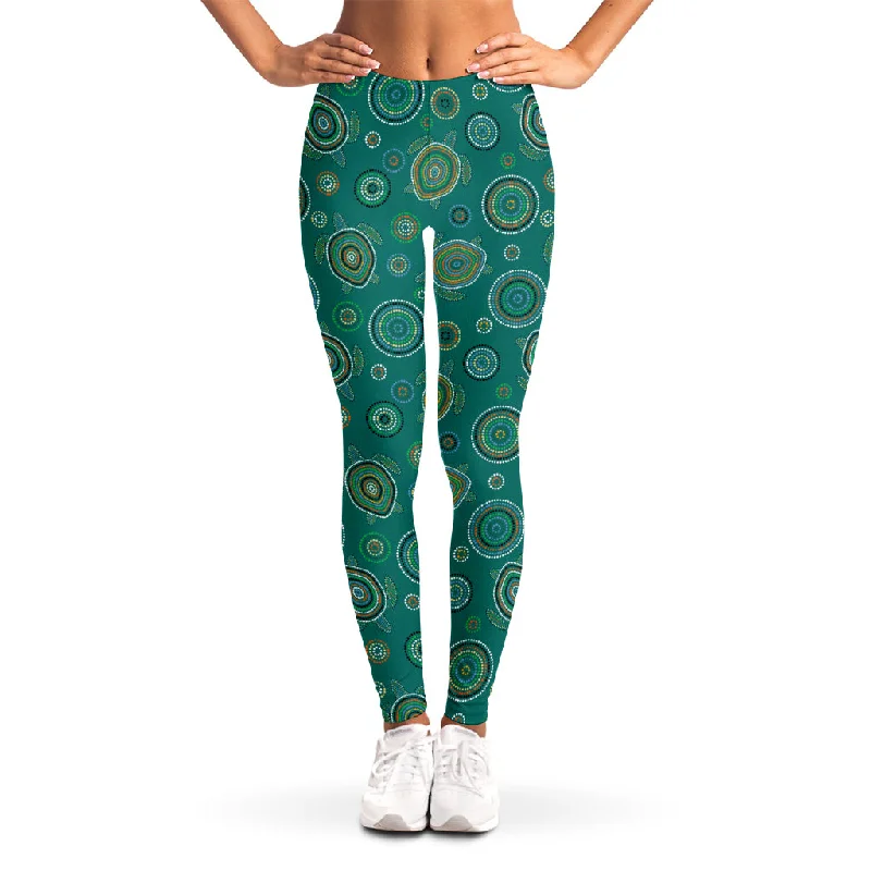 Aboriginal Sea Turtle Pattern Print Women's Leggings