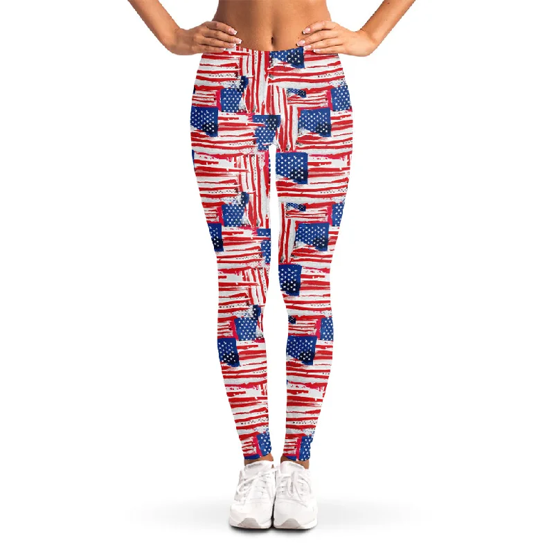 Abstract American Flag Print Women's Leggings