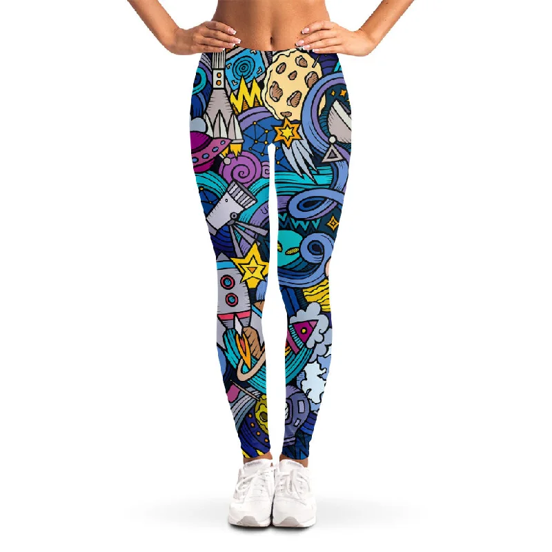 Abstract Cartoon Galaxy Space Print Women's Leggings