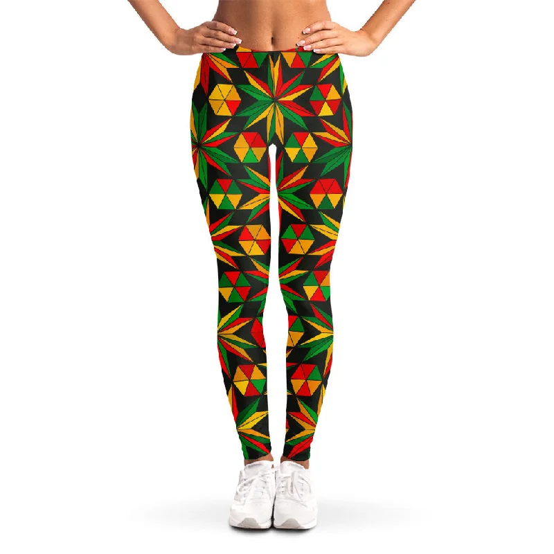 Abstract Geometric Reggae Pattern Print Women's Leggings