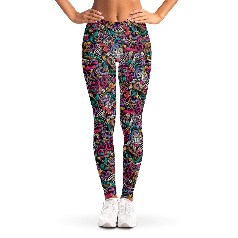 Abstract Music Pattern Print Women's Leggings