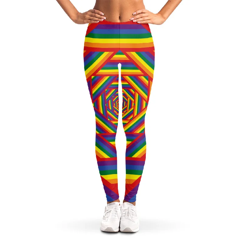 Abstract Rainbow LGBT Stripes Print Women's Leggings