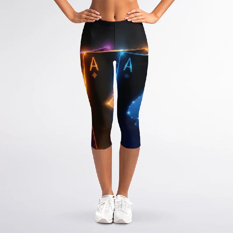 Ace Cards Print Women's Capri Leggings