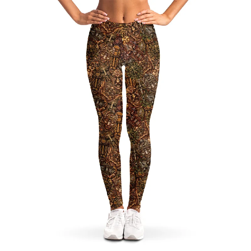 African Totem Pattern Print Women's Leggings