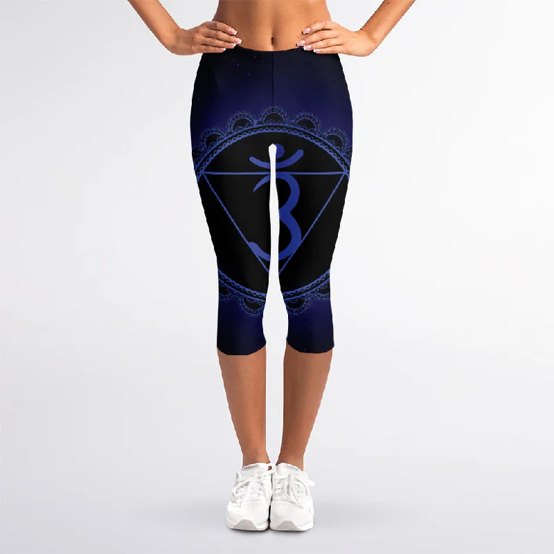 Ajna Chakra Symbol Print Women's Capri Leggings