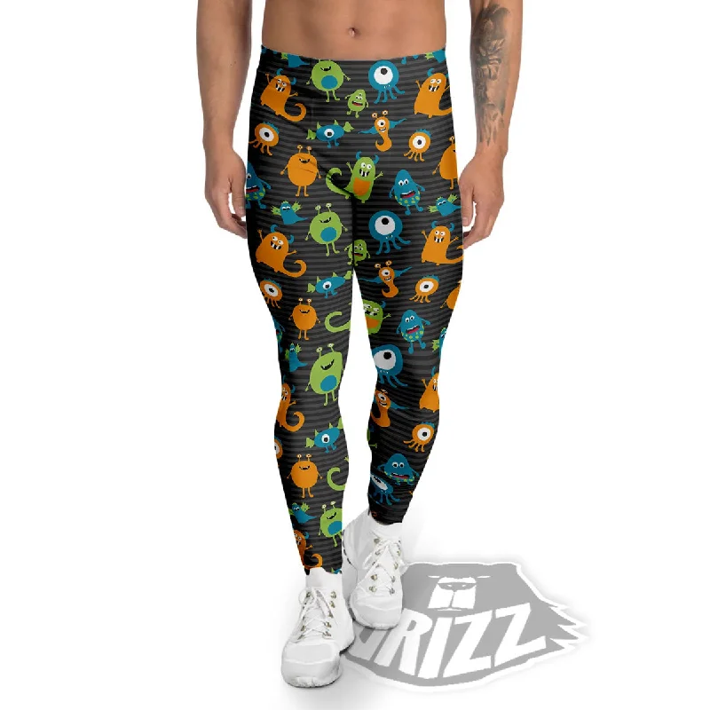 Alien Grey Striped Print Pattern Men's Leggings