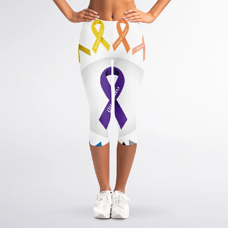 All Cancer Awareness Ribbons Print Women's Capri Leggings