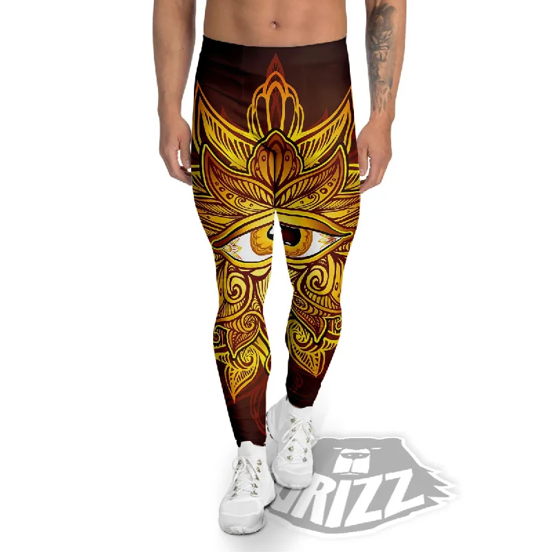 All Seeing Eye Gold Print Men's Leggings