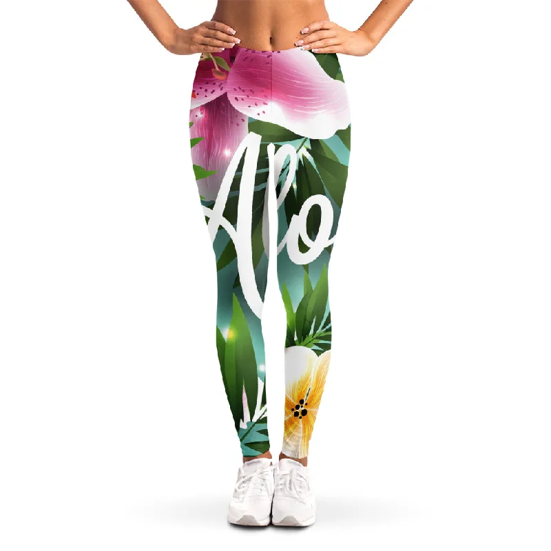 Aloha Hawaiian Flower Print Women's Leggings