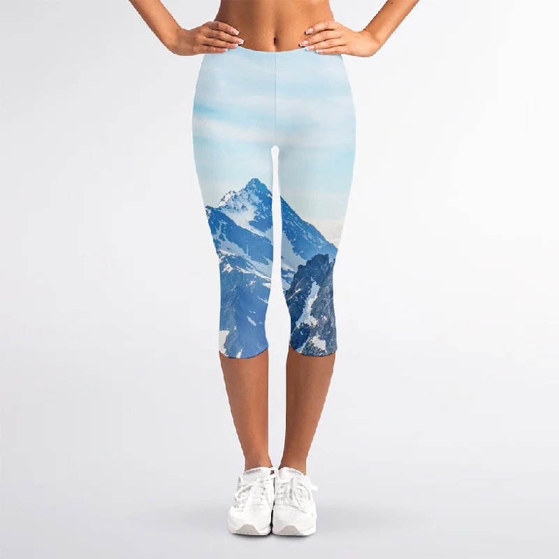 Alps Mountain Print Women's Capri Leggings