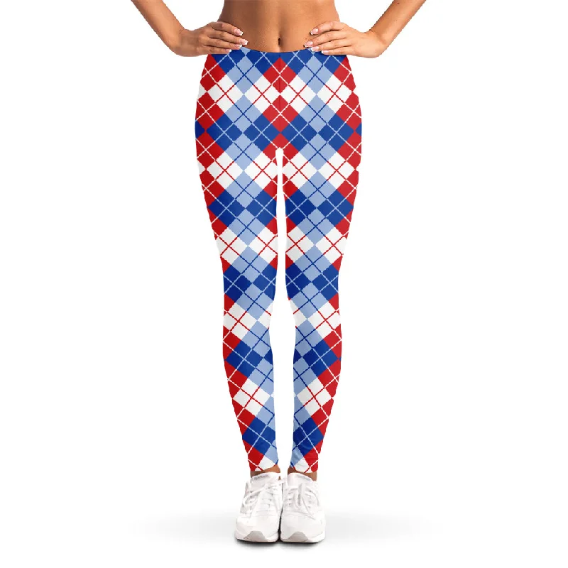 American Argyle Pattern Print Women's Leggings