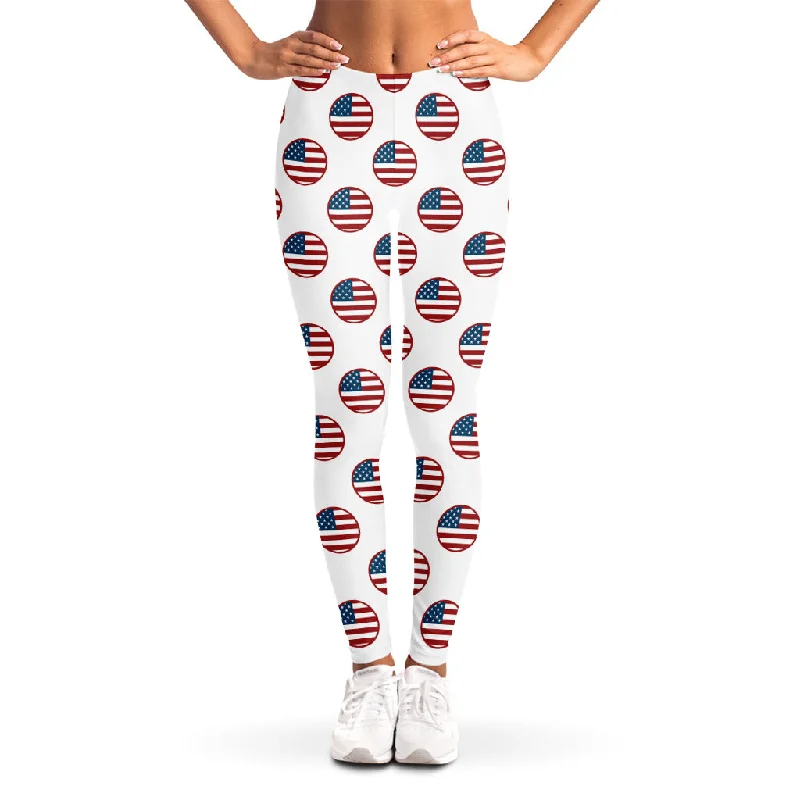 American Circle Flag Pattern Print Women's Leggings