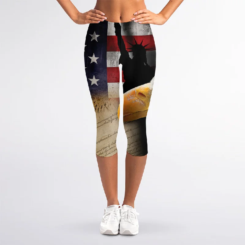 American Dream Of Liberty Print Women's Capri Leggings