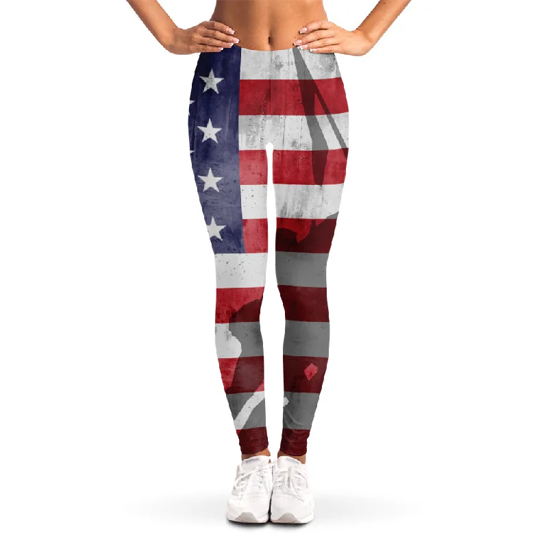 American Flag War Memorial Print Women's Leggings