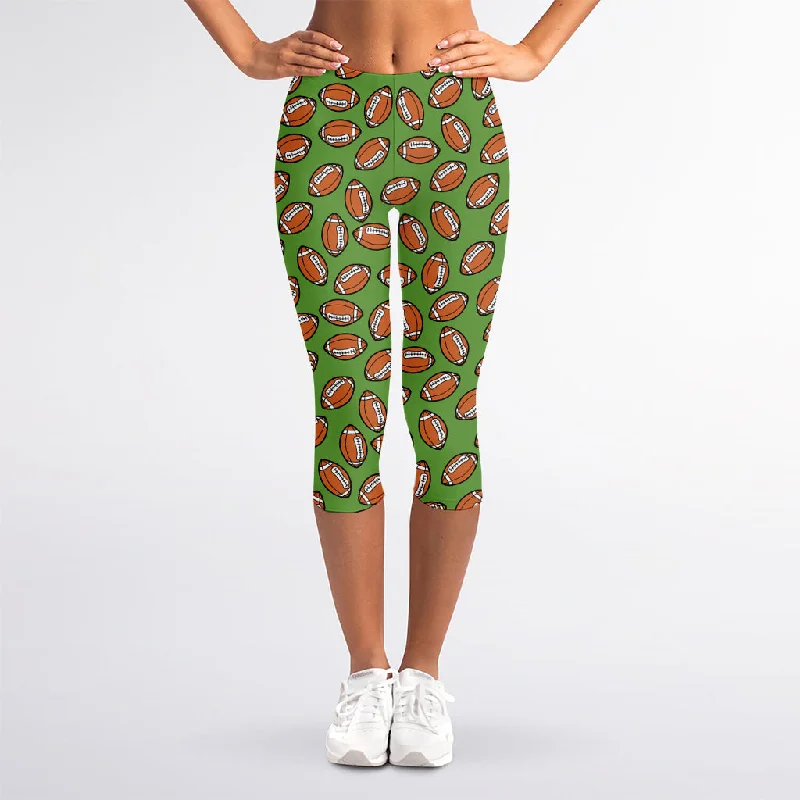 American Football Ball Pattern Print Women's Capri Leggings