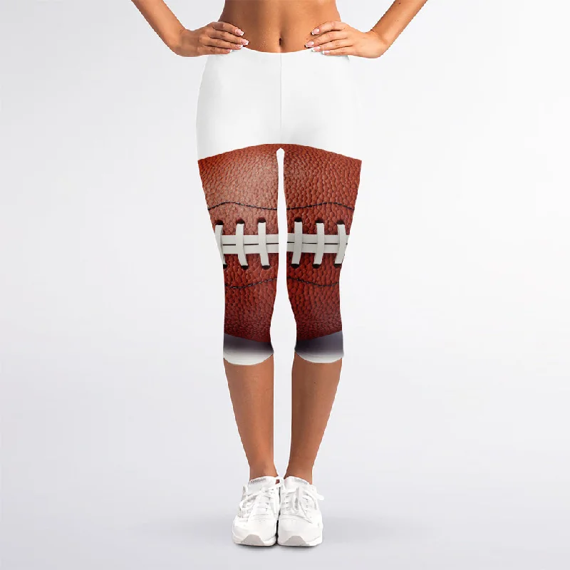 American Football Ball Print Women's Capri Leggings