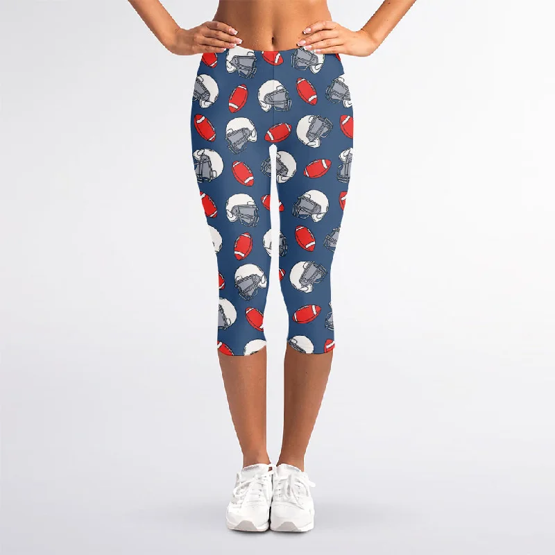 American Football Pattern Print Women's Capri Leggings