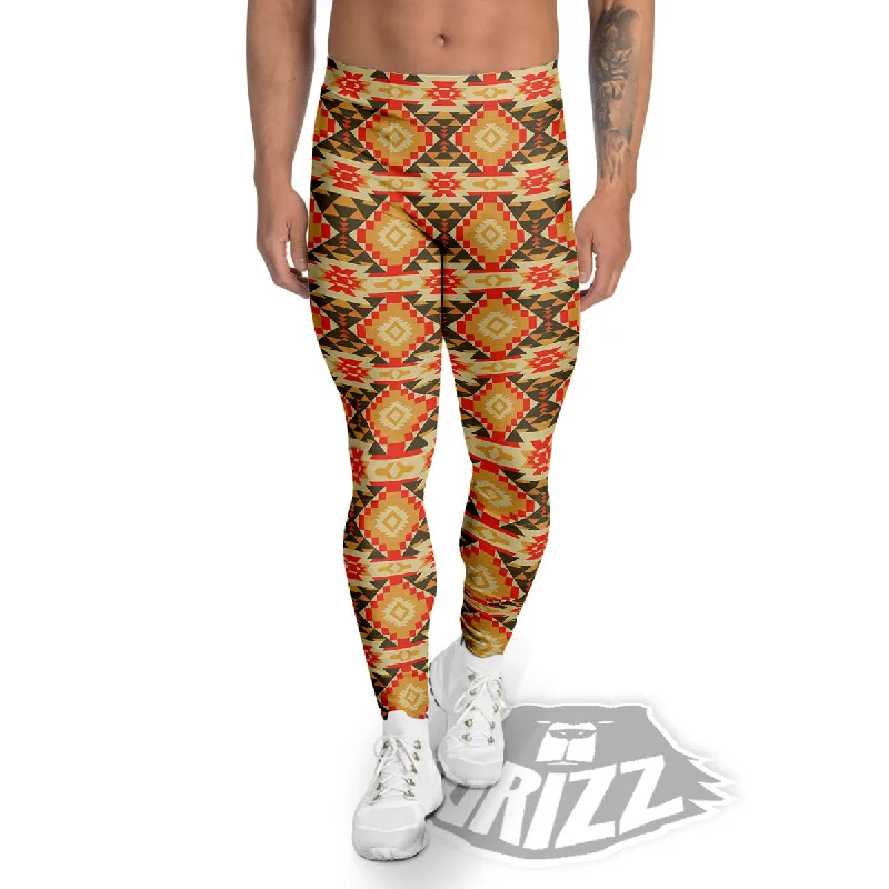 American Geometric Native Print Pattern Men's Leggings